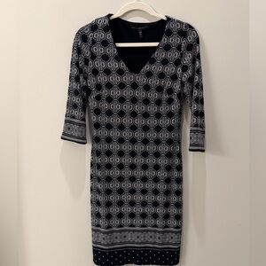 WHBM WHITE HOUSE BLACK MARKET XSP Reversible midi dress black and white.